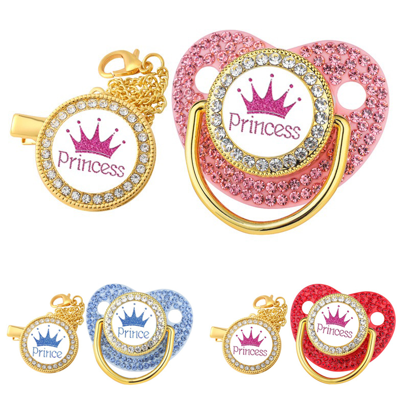 Baby Products Newborn - Luxury Crown Pacifier Clip Chain Set