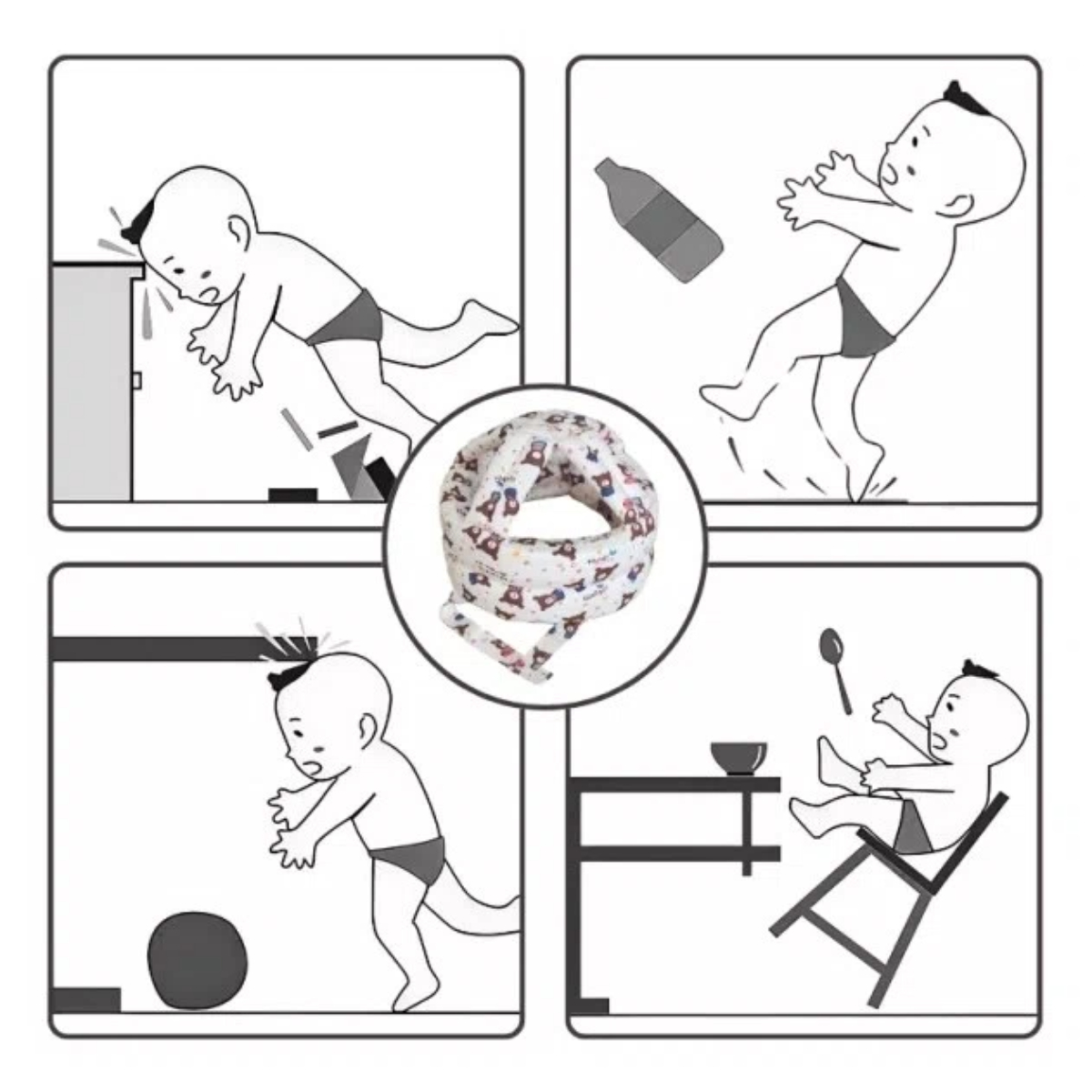 Baby Walker Anti-Fall Hat, Adj - Infant Head Protector 评论和价格